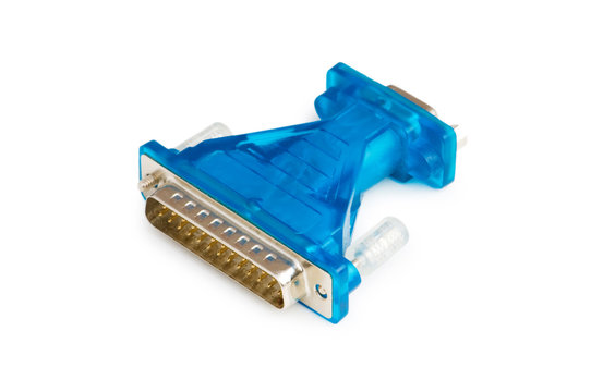 COM-to-LPT adapter isolated on white