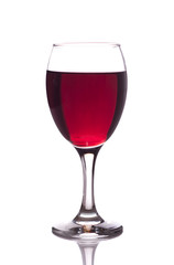 red wine on white background