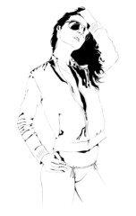 beautiful young girl, vector illustration