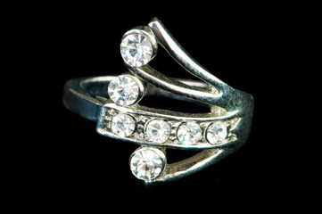 Jewellery ring isolated on the black background