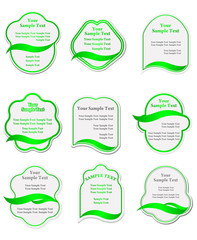 Set of green labels
