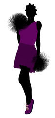 African American Cheerleader silhouette on a white background
