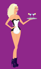 Sexy blond girl waitress
