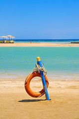 Life buoy on the beach of Egypt