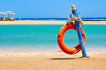 Life buoy on the beach of Egypt
