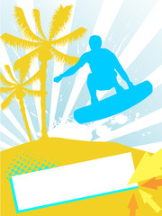 Obraz na płótnie Canvas Wakeboarder Silhouette vor sommerlichem Hintergrund