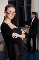 The business woman with the colleague