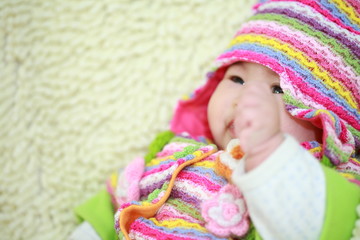 Fototapeta na wymiar close up of cute asia baby