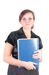 woman with a folder, isolated.