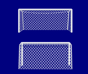 Soccer goal front and back  views. vector illustration.