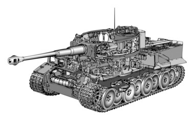 Detailed vector illustration of German tank Tiger