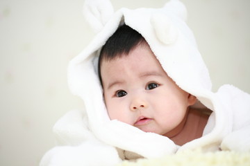 close up of cute asia baby