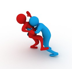 blue and red wrestlers