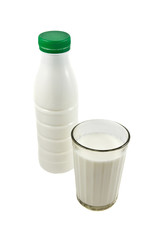 Bottle and glass with fresh milk