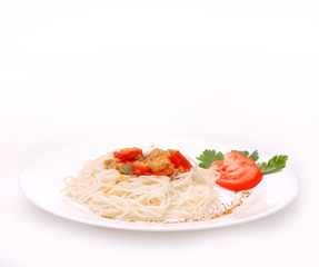 Isolated plate of spaghetti