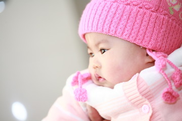 close up of cute asia baby