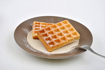 wafer with icing sugar on a plate