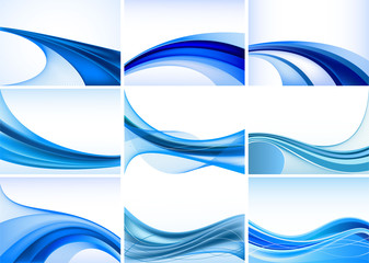 Set of abstract blue backgrounds vector