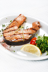 Salmon steak.