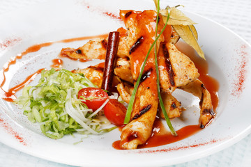 Grilled chicken fillet.