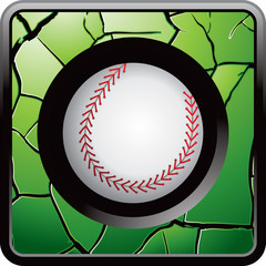 baseball green cracked web button