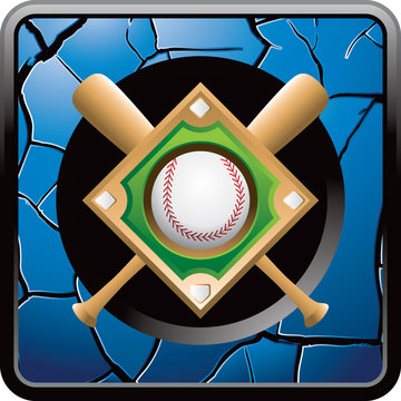 baseball diamond and bats blue cracked web icon