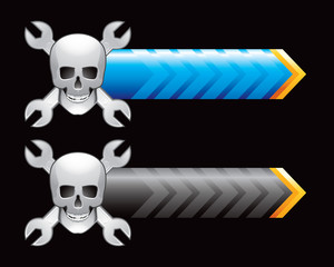 skull with wrenches blue and black arrows