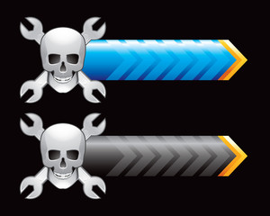 skull with wrenches blue and black arrows