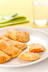 tasty tuna patty with tomato and pepper