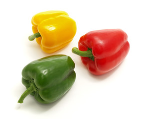 three colorful paprikas