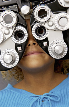 African American Girl Getting Eye Exam