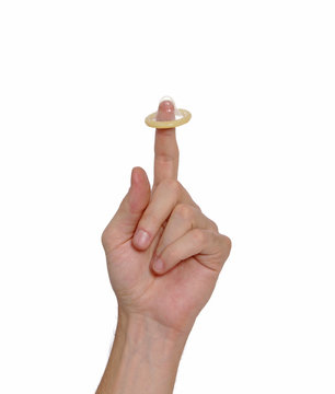 Hand mit Kondom
