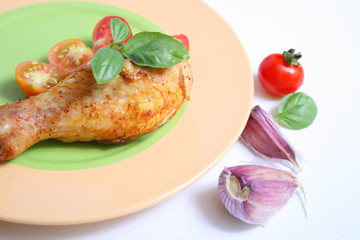 roasted chicken legs with tomato and herbs