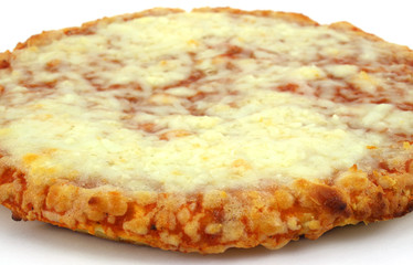 Close view of cooked personal size cheese pizza