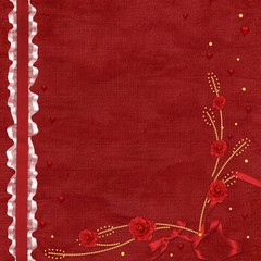 Obraz premium Valentines day card with flower on the abstract blue background