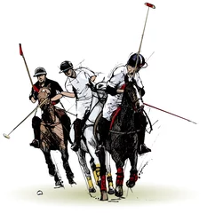Peel and stick wall murals Art Studio polo players