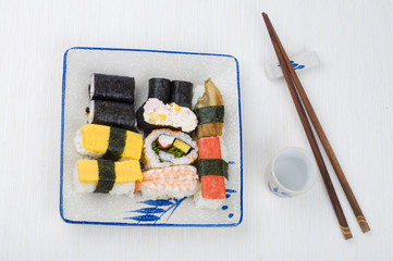 various sushi set on a plate