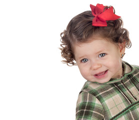 Funny baby girl with red loop