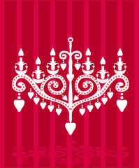 Baroque elements fake paper card, vector silhouette lamp with he