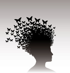 Woman and Butterflies.