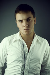 macho staring with contemp