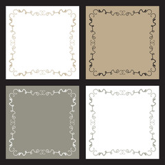 A set of four backgrounds with squiggly line borders.