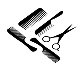 A hair scissors and four combs. - 19711675