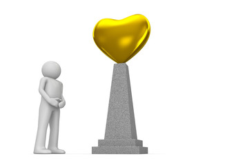 Golden heart monument (love, valentine day series)
