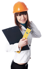 Charming girl the builder