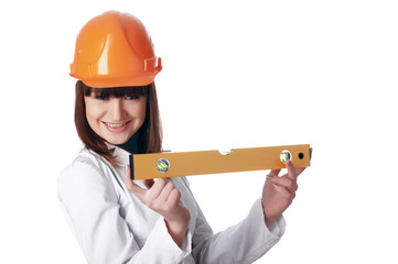 Charming girl the builder
