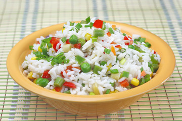 Rice with vegetables.