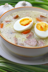Delicious sour soup with egg.