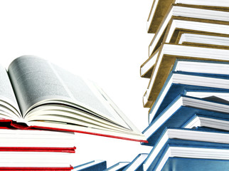 Pile of books one opened