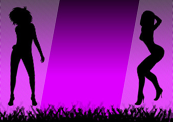 Obraz na płótnie Canvas Party Girl Flyer Poster Audience Happy Dance Purple